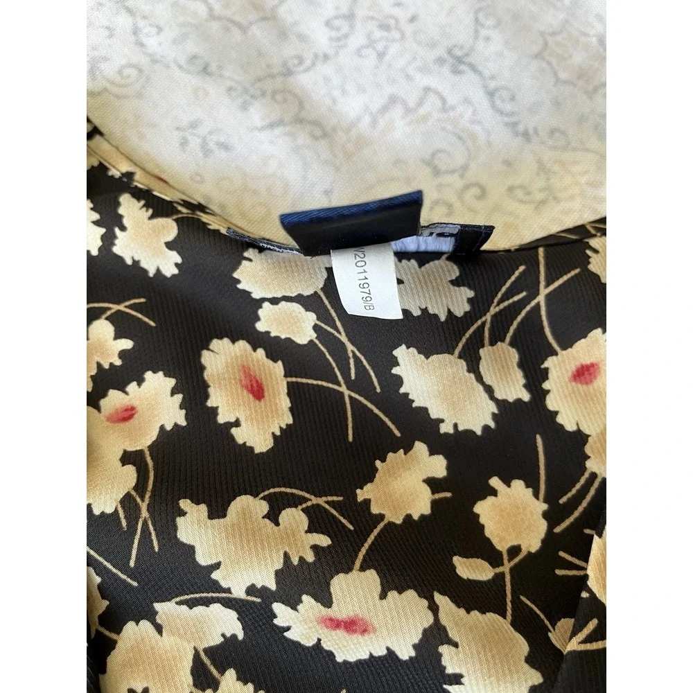 Evan Picone Women's Midi Skirt and Top Set Size 16 Black Beige Floral Sleeveless